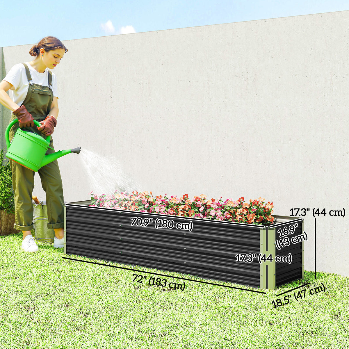6' x 1.5' x 1.3' Galvanized Raised Garden Bed, Elevated Large Metal Planter Box w/ Install Gloves for – view 2