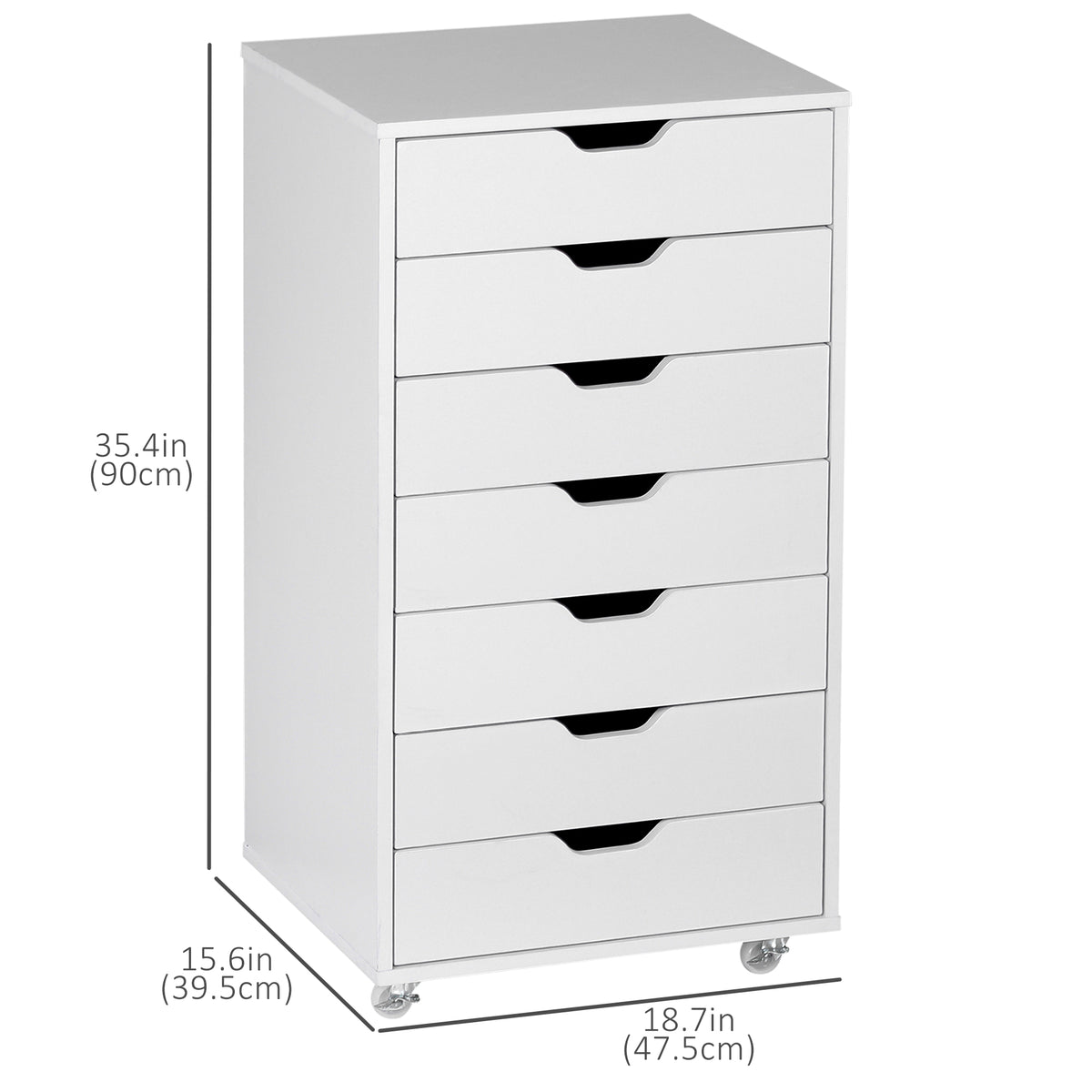 7-drawer Vertical File Cabinet for Home Office, Storage Cabinet with Wheels, 18.7"x15.6"x35.4", Black – view 23