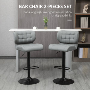 Swivel PU Leather Barstools Set of 2 Adjustable Bar Stools with Footrest Back for Kitchen Counter Dining – view 10