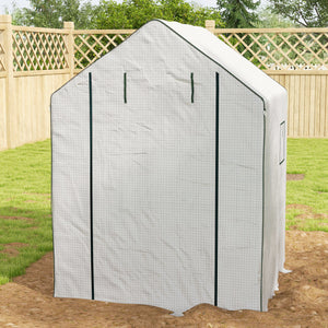Portable Greenhouse, Walk-In Small Outdoor Green House with 2 Tier U-Shaped Flower Rack Shelves – view 14