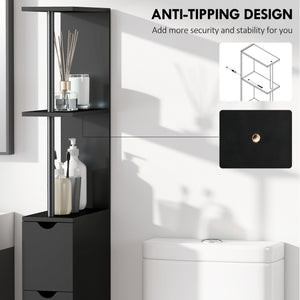Tall Bathroom Storage Cabinet, Narrow Bathroom Cabinet with Drawers and Open Shelves for Small Spaces – view 14