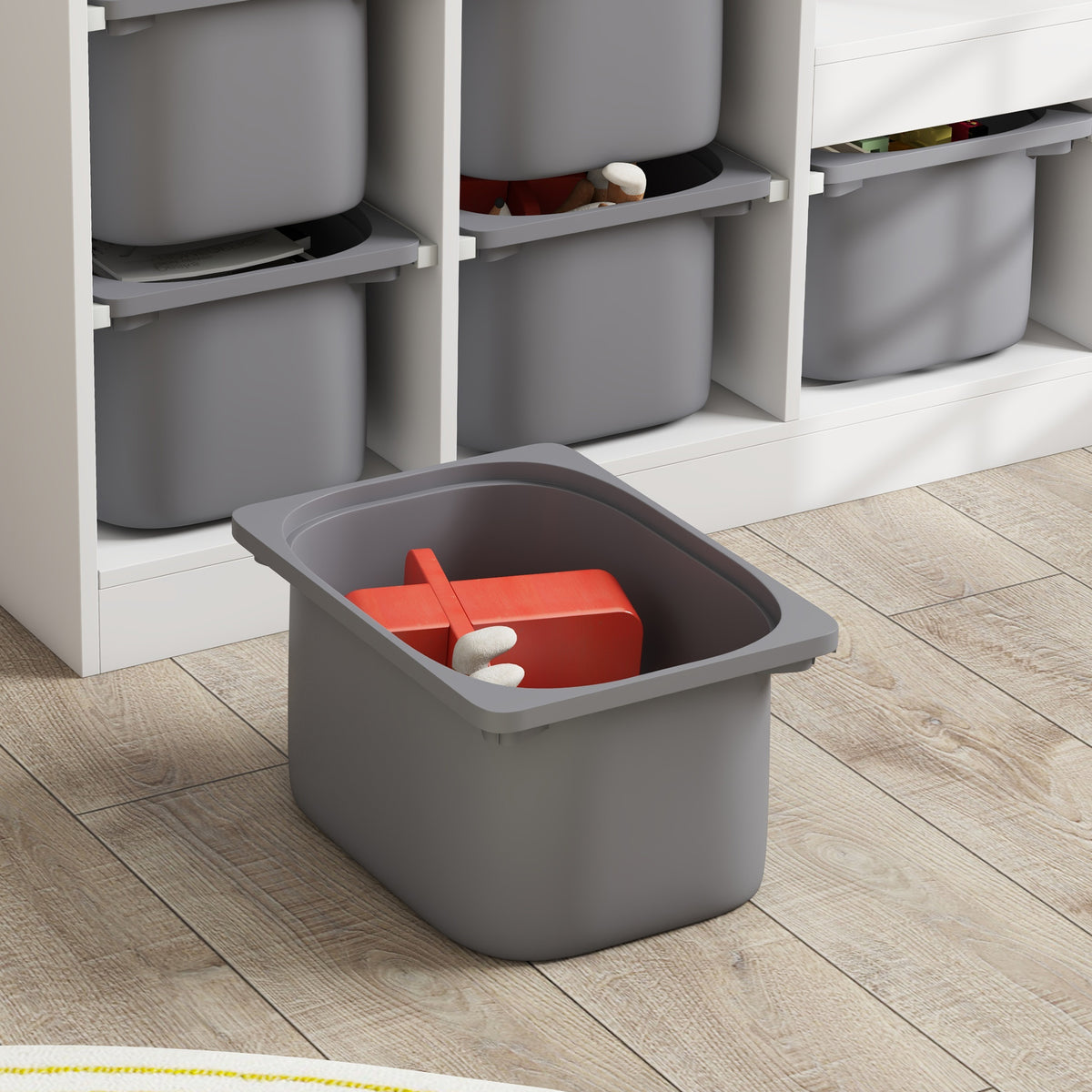 Qaba 3 Layers Toy Storage Organizer Kids Bookshelf Children Toy Storage w/ 6 Plastic Bins