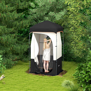 Camping Shower Tent, Portable Privacy Shelter with Solar Shower Bag, Removable Floor and Carrying Bag, Black – view 7