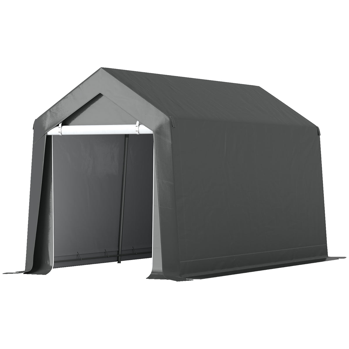 7' x 12' Outdoor Storage Shed Portable Garage with Roll-up Door for Motorcycle, Bike, Garden Tools, Beige – view 8