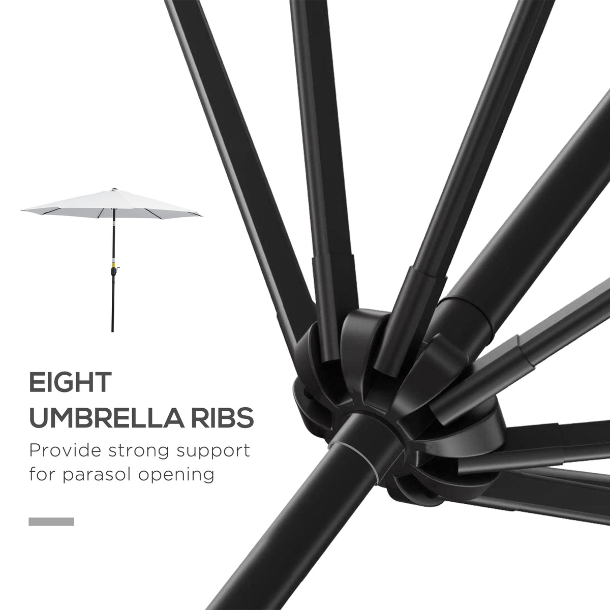 10' x 8' Round Market Umbrella, Patio Umbrella with Crank Handle and Tilt, Outdoor Parasol for Garden, Blue – view 62