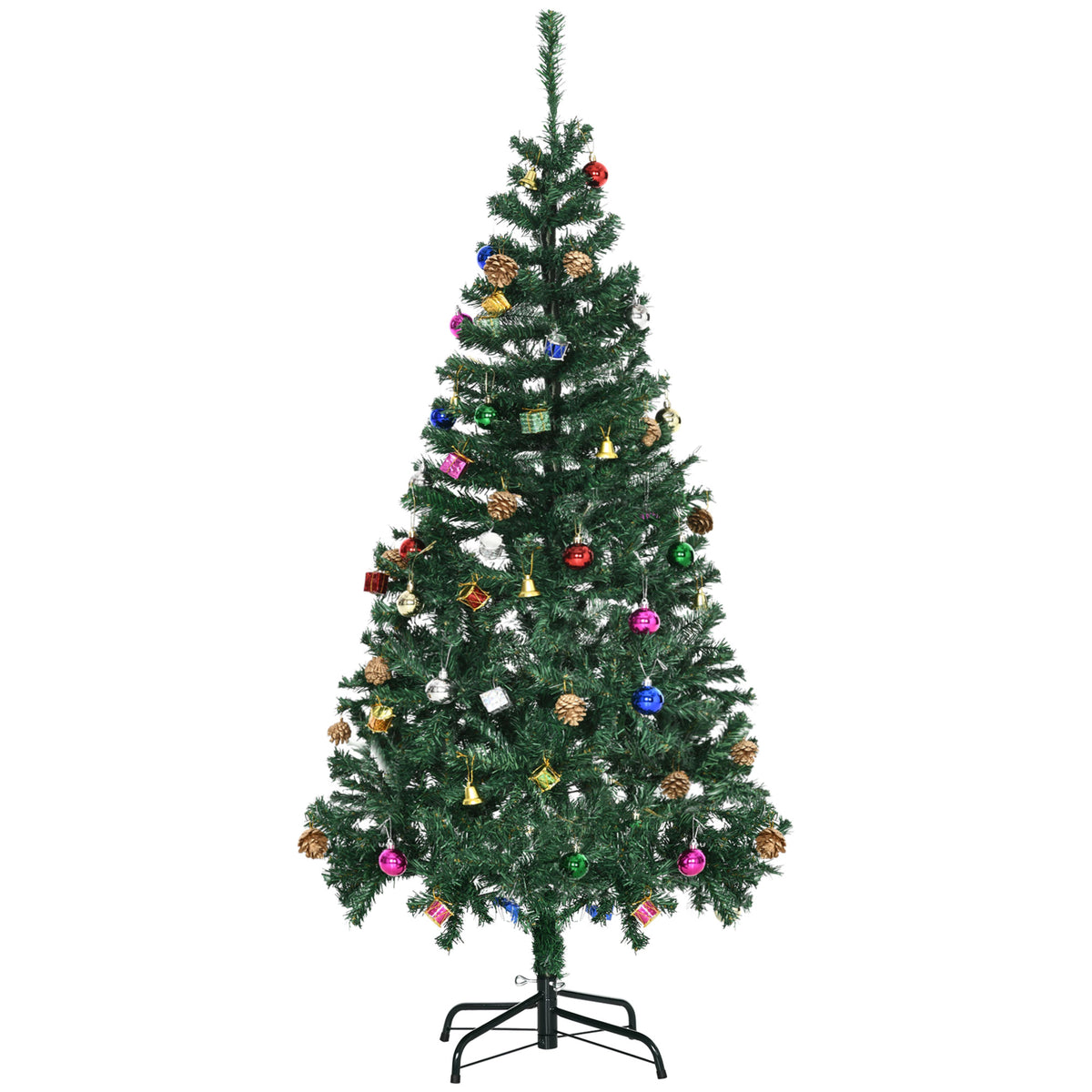 4.9ft Green Christmas Tree Artificial Xmas Holidays Party with Decoration Ornament