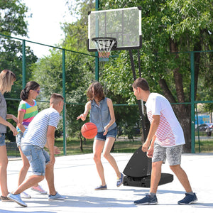 Soozier Basketball Hoop Outdoor, 4.9-10ft Portable Basketball Goal with 44" Shatterproof Backboard, Rebound System, Wheels