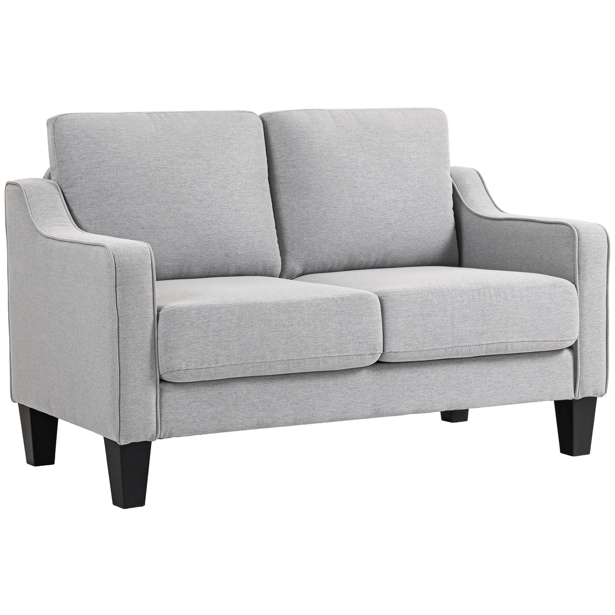Loveseat Sofa, Modern Couch with Pocket Spring, Linen Upholstered, Thick Padded, Beige – view 15
