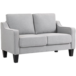 Loveseat Sofa, Modern Couch with Pocket Spring, Linen Upholstered, Thick Padded, Beige – view 15