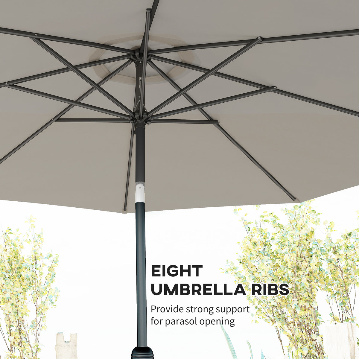 10' x 8' Round Market Umbrella, Patio Umbrella with Crank Handle and Tilt, Outdoor Parasol for Garden, Blue – view 34
