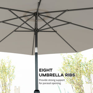 10' x 8' Round Market Umbrella, Patio Umbrella with Crank Handle and Tilt, Outdoor Parasol for Garden, Blue – view 34