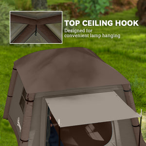 Inflatable Camping Tent, 1-2 Person Glamping Tent with Hand Pump, Blow Up Tent with Doors, Carry Bag, Khaki and Brown