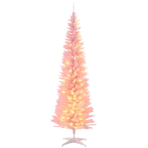 6' Pre Lit Artificial Pencil Christmas Trees, Xmas Tree with Realistic Branches and Warm White LED Lights – view 15