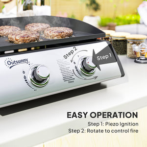 2 Burner Liquefied Gas Grill, Portable Tabletop BBQ Grill, for Camping, Picnic, Silver – view 18