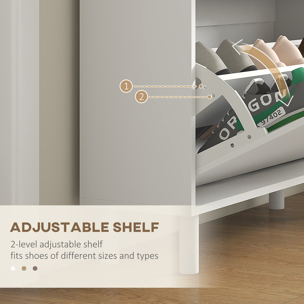 Shoe Storage with 3 Flip Drawers and Adjustable Shelves – view 18