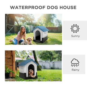 Outside Dog Kennel House with Windows, Base Support, for Garden Patio, Miniature Dogs, 64.5 x 57 x 66cm – view 5
