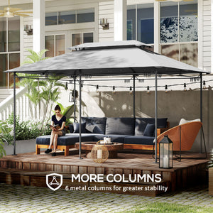 10' x 13' Double Roof Patio Gazebo, Outdoor Gazebo with Curtains, for Garden, Lawn, Backyard and Deck – view 4