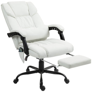 6-Point Vibration Massage Chair, Height Adjustable Reclining Computer Chair with Retractable Footrest, Black – view 15