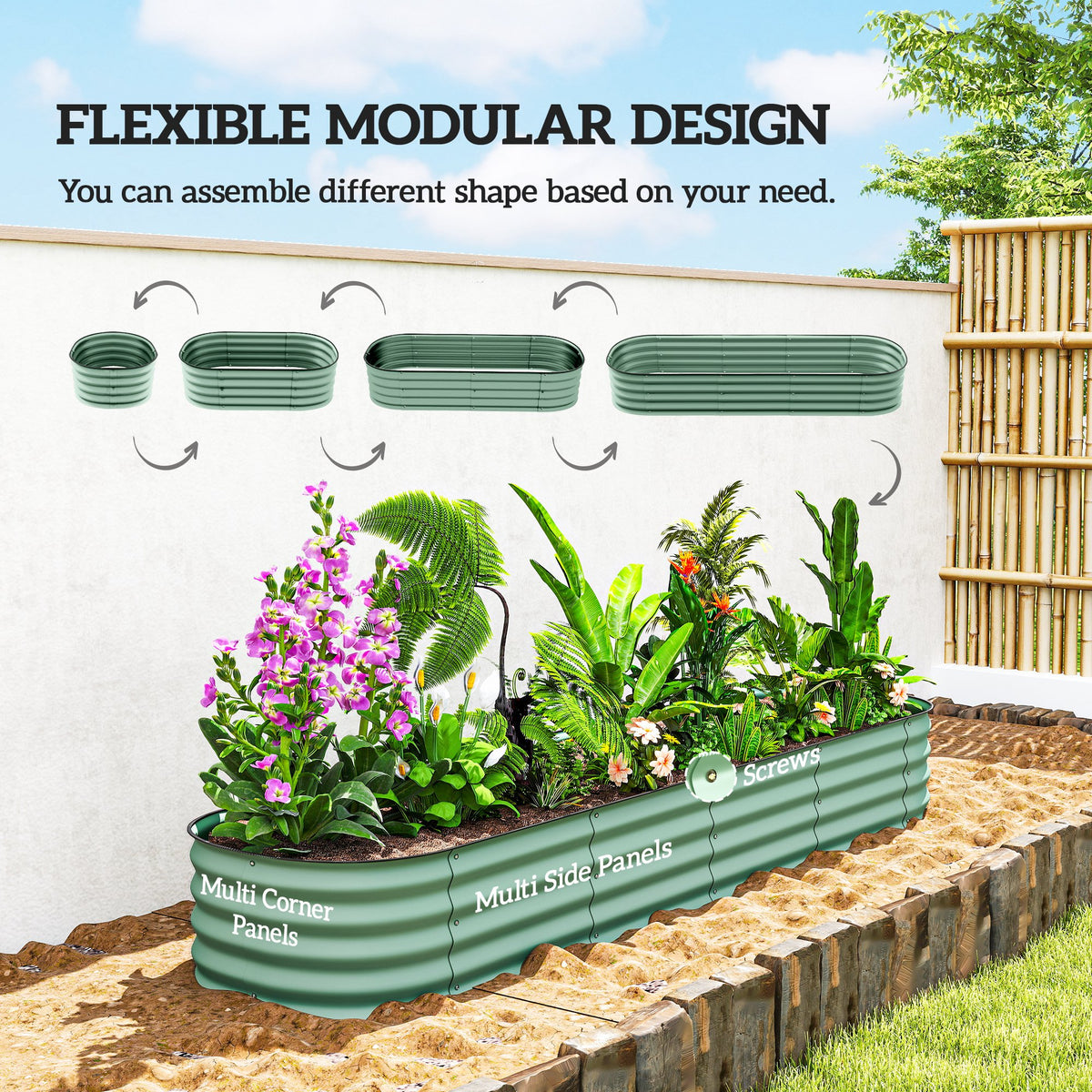 4.9 x 2 x 1ft Galvanized Raised Garden Bed Kit, Metal Planter Box with Safety Edging, Black – view 59