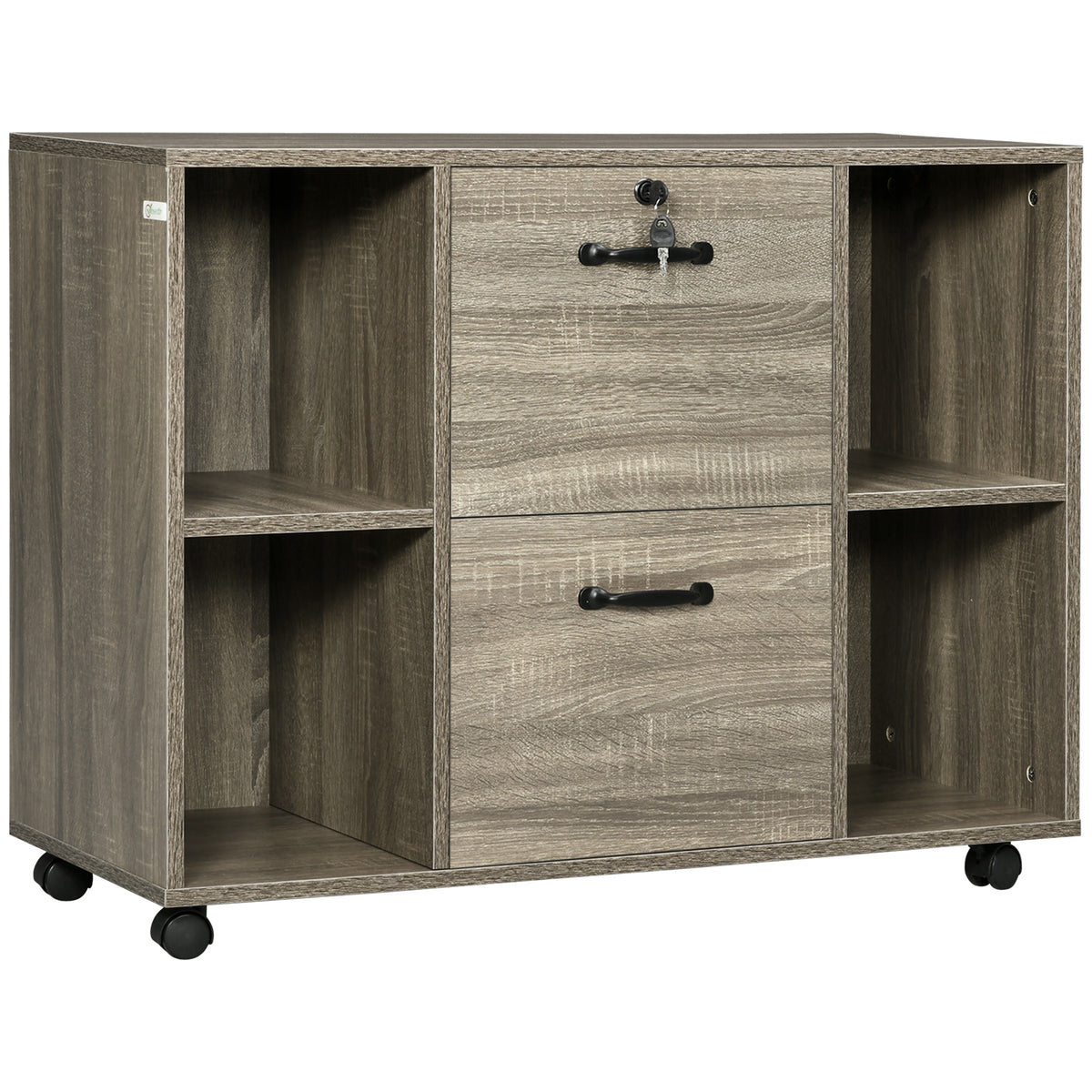 Lateral Filing Cabinet with Wheels and Lockable Drawer, File Cabinet