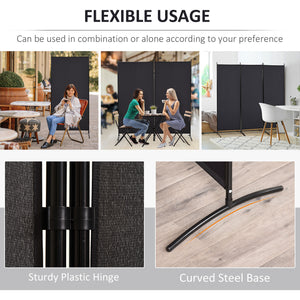 6' 3 Panel Room Divider, Double Hinged Folding Wall Divider, Indoor Privacy Screen for Home Office, Black – view 10