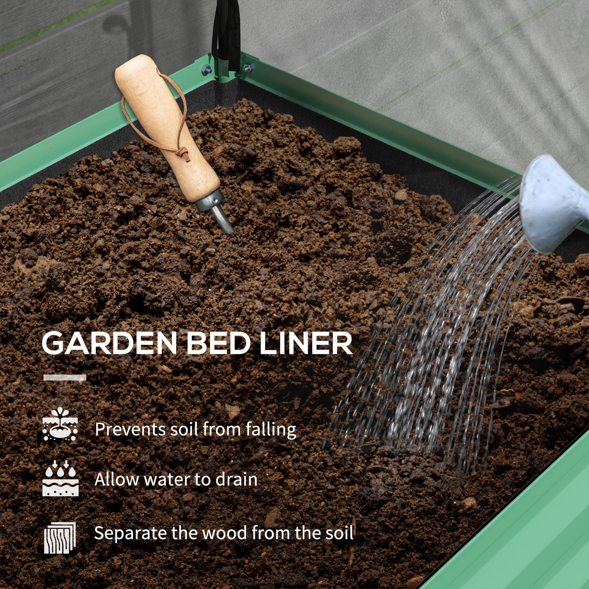 Raised Garden Bed with Cover, Metal Elevated Planter Box with Bottom Shelf and Liner, Black – view 26