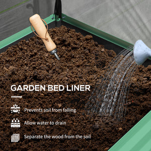 Raised Garden Bed with Cover, Metal Elevated Planter Box with Bottom Shelf and Liner, Black – view 26