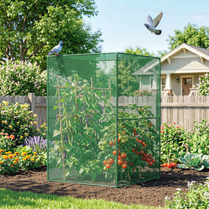 4' x 4' Walk-in Greenhouse, Garden Planting Warm House With Roll-Up Zipper Door for Seedlings Herbs Flowers, Dark Green