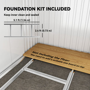 6.5x4FT Galvanised Metal Shed with Foundation Kit, Lockable Garden Tool Storage House with Sliding Doors – view 18
