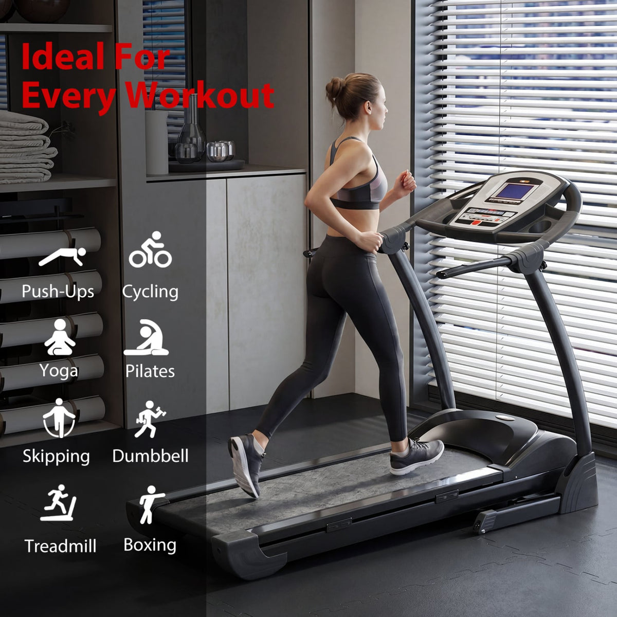 0.79 inch Set of 2 Thick Rubber Top Exercise Mat 48 Sq Ft with Boarders-Black view 6