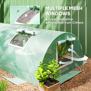 Portable Mini Greenhouse, Tunnel Growing Tent with 5 Mesh Windows and Steel Frame, 7' x 3' x 2', Green – view 18