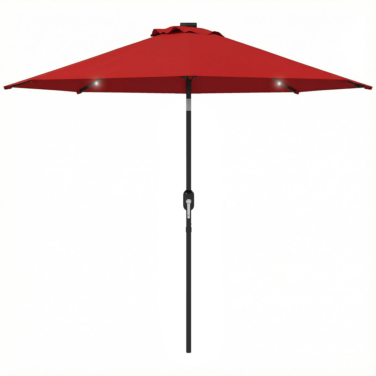 9ft Solar Patio Umbrella Outdoor Sunshade 24 LED Lights Tilt Canopy Wine Red