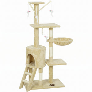 53" Cat Tree Tower, Kitten Activity Centre with Scratching Posts, Condo, Perches, Ladder, Hammock – view 8
