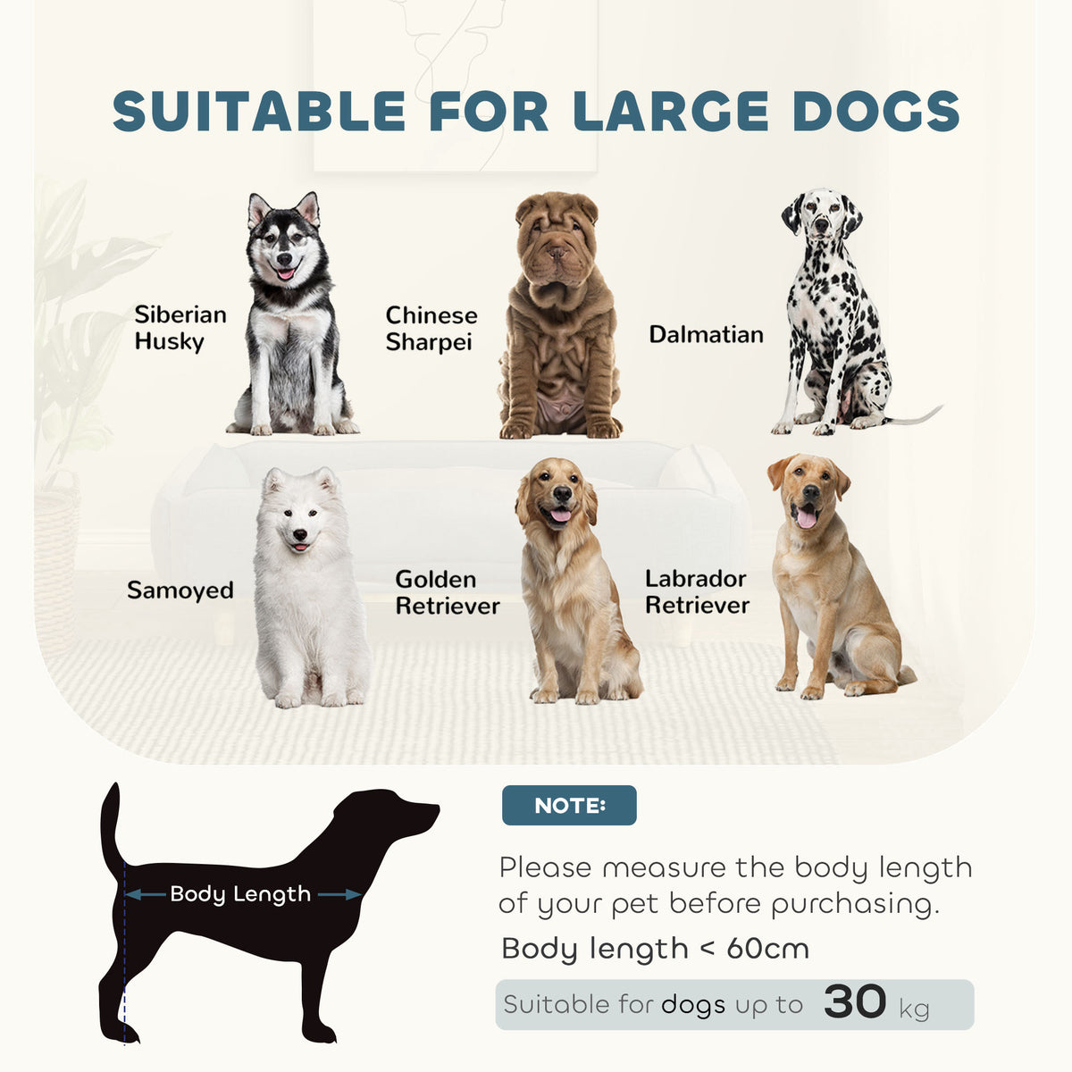 Washable Dog Sofa for Large Dogs, Elevated Pet Couch with Anti-slip Foot Pads, Dark Grey