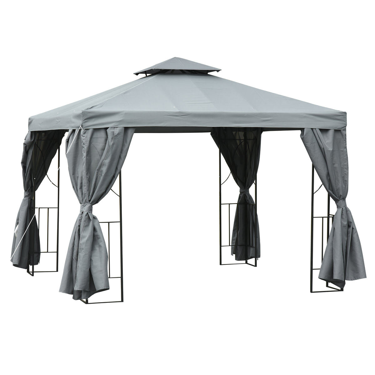 10' x 10' Patio Gazebo Outdoor, Canopy Shelter with Double-tier Roof, Pavilion Sidewalls for Garden Events – view 8