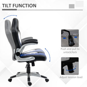 Racing Gaming Chair PU Leather Office Chair Executive Computer Desk Chair with Adjustable Height, Flip Up Armrest, Swivel Wheels, Red