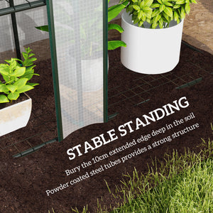Lean-to Greenhouse with 3 Tier Shelves, Mini Greenhouse with 3 Roll-Up Doors for Indoor Outdoor, Green – view 13