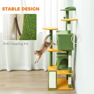 54" Cat Tree, Multi-Level Cat Tower with Scratching Posts, Cat Condos, Bed, Platforms, Ramp, Toy Ball, Beige – view 76