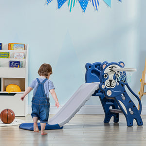 Qaba 3 in 1 Slide for Toddlers, Kids Slide Playset with Basketball Hoop, Climber, for 18-36 Months
