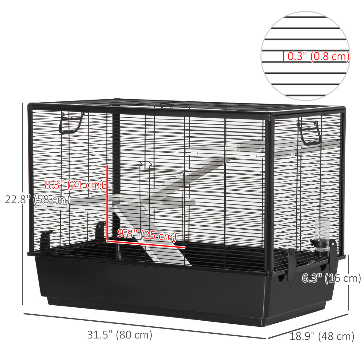 3-tier Hamster Cage, Guinea Pig Cage, Pet Chinchillas Play House Indoor with Accessories Food Dish Water – view 2