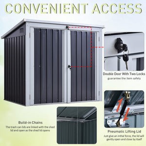 5ft x 3ft Outdoor Garbage Bin Storage Shed with Lockable Doors and Lid, Outside Storage Shed for Trash Can, Black