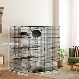 4 Tier DIY Cat Cage Indoor, Catio for 1-3 Cats with Hammock, 5 Doors, 3 Ramps, 3 Jumping Platforms – view 2
