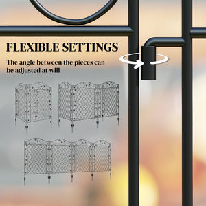 Outdoor Metal Garden Fence Panels, Border Edging for Yard, Patio, 4 Pack, Wavey Vines