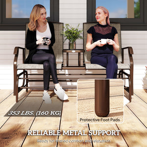 Patio Glider Rocking Chair 2 Person Outdoor Loveseat Rocker Garden Furniture Bench, Grey – view 13