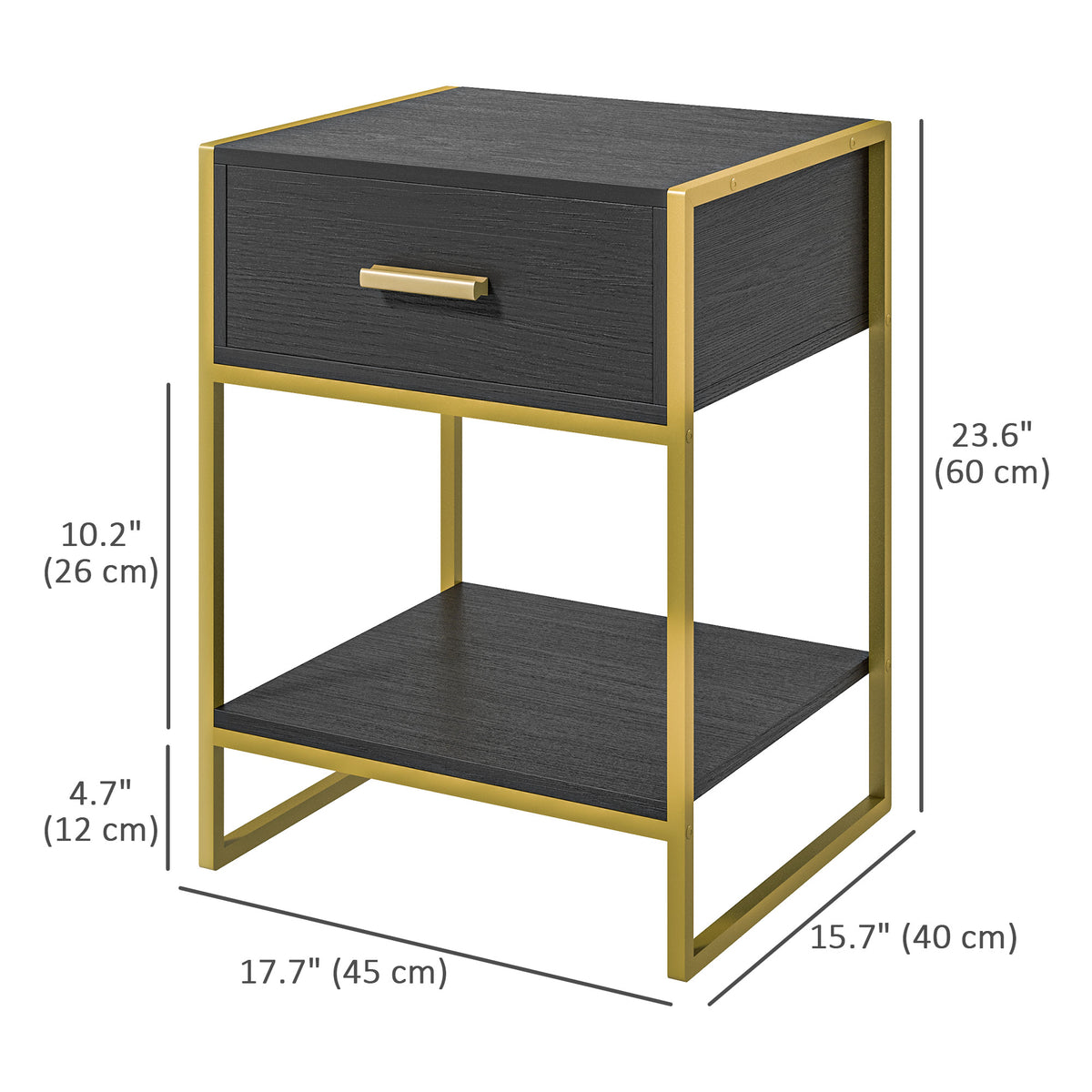 Nightstand Set of 2, Modern Bedside Table with Drawer and Shelf, Bedside Cabinets for Bedroom, White – view 9