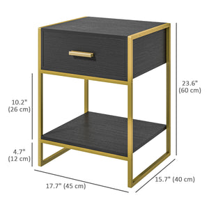 Nightstand Set of 2, Modern Bedside Table with Drawer and Shelf, Bedside Cabinets for Bedroom, White – view 9