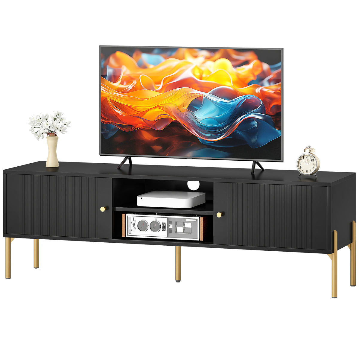 TV Stand for TVs up to 65", Entertainment Center with 2 Open Shelves