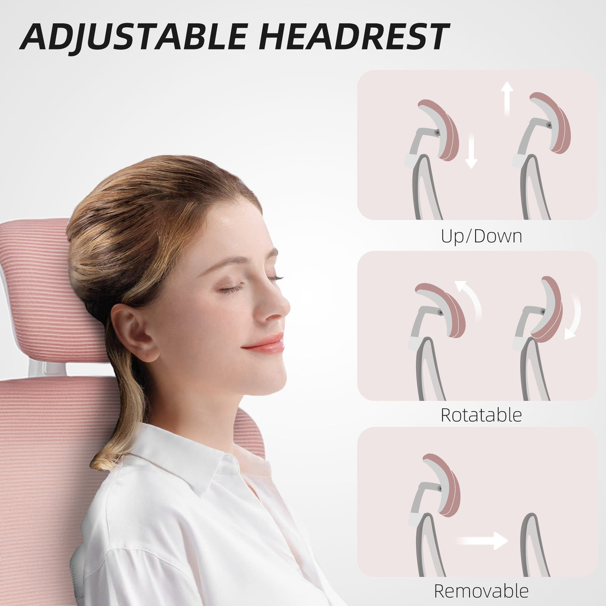 Ergonomic Mesh Office Chair, High Back Desk Chair with Rotatable Headrest, Flip-Up Armrests – view 18