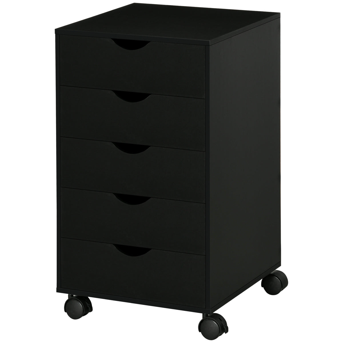 File Cabinet with 5 Drawer Wheels, 15.7" x 15.7" x 26.4", Black