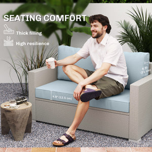 Outdoor Seat Cushions with Backrest, Loveseat Double Sofa Outdoor Furniture Cushions, Beige – view 24